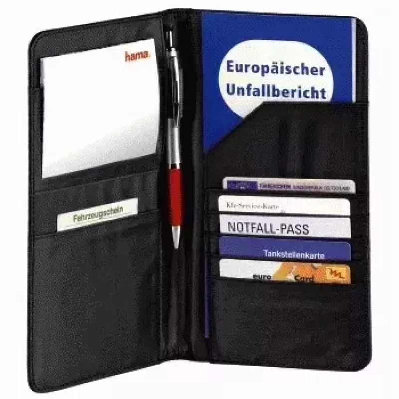 Hama 00083970 dėklas dokumentams / kortelių laikiklis / kelioninių dokumentų aplankas, juodas, poliesteris