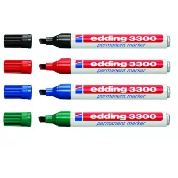Permanentinis žymeklis Edding 3300 kaltinis antgalis juoda, mėlyna, žalia, raudona