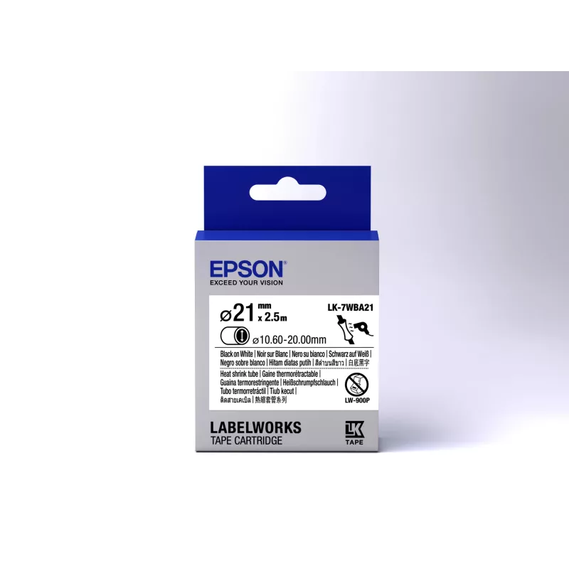 Epson LK-7WBA21 termosusitraukiančio vamzdelio kasetė juoda/balta D21mm (2.5m)