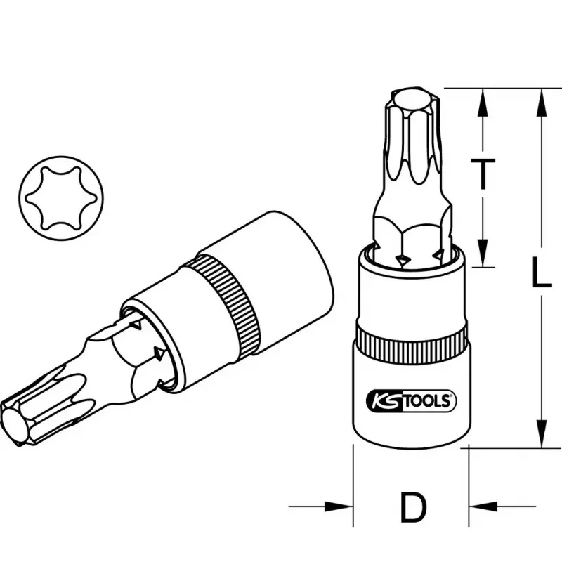 KS Tools 911.1445 lizdinis raktas 1/4 colio pavara 1 galvutė 15 g