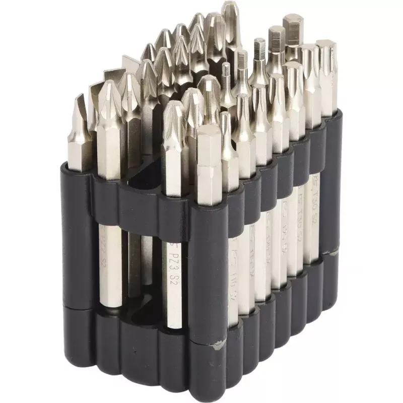 KS Tools 911.7550 – 32 dalių atsuktuvų antgalių rinkinys, nikeliuoti, 75 mm, 1/4 colio šešiakampis kotas