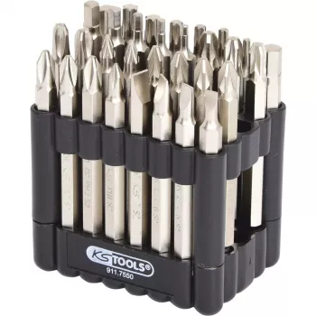 KS Tools 911.7550 – 32 dalių atsuktuvų antgalių rinkinys, nikeliuoti, 75 mm, 1/4 colio šešiakampis kotas