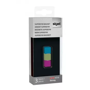 Magnetinė lenta Sigel GL727 – 3 neodiminiai kubiniai magnetai (aliuminis, 11×11×11 mm)