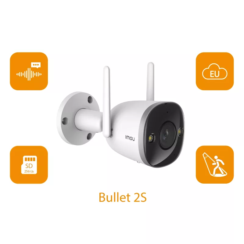 Imou Bullet 2S IP stebėjimo kamera, vidaus, laidinis ir belaidis, išorės, CE, FCC, lubos/siena