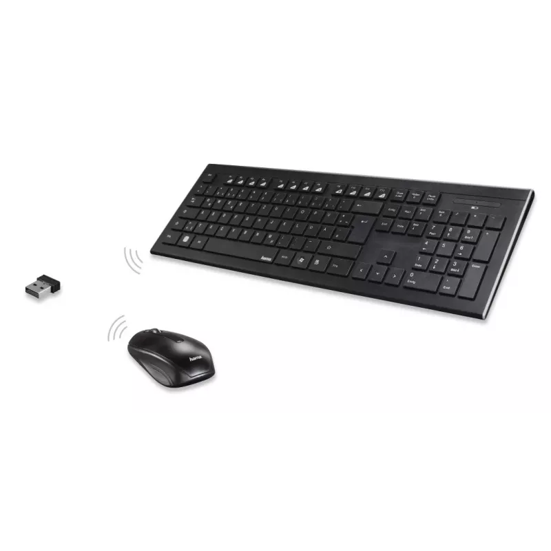 Hama Cortino belaidis klaviatūros ir pelės rinkinys RF QWERTY juoda