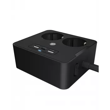 ICY BOX IB-MPS2220B-CH kištukinis lizdas 1,9 m 2 AC lizdai (-ų) Juoda