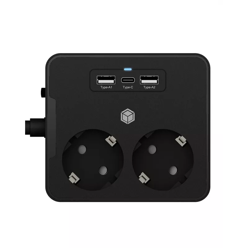 ICY BOX IB-MPS2220B-CH kištukinis lizdas 1,9 m 2 AC lizdai (-ų) Juoda