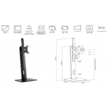 eSTUFF GLB226004 monitorio laikiklis / stovas 81.3 cm (32 inch) stalas Juoda