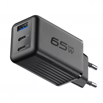 Cellularline Multipower Micro 65W itin kompaktiškas 65W greitasis sieninis įkroviklis su 3 prievadais