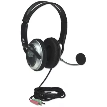 Manhattan Classic Stereo Over-Ear ausinės su mikrofonu (3,5 mm), reguliuojamas plieninis lankelis, 2,5 m laidas, 3 metų garantija