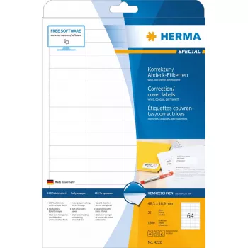 HERMA korekcinės/uždengimo etiketės A4 48,3x16,9 mm 1600 vnt.