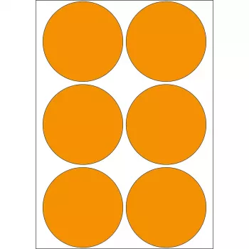 Universalių etikečių rinkinys HERMA 2284 švytinčiai oranžinės spalvos 50 mm apvalios 144 vnt.