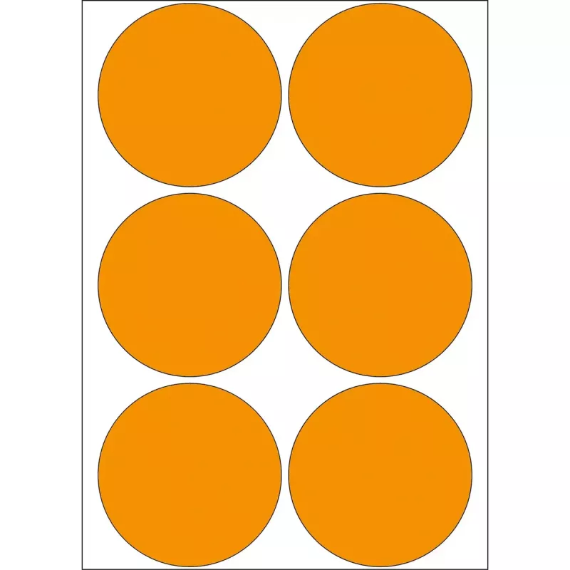 Universalių etikečių rinkinys HERMA 2284 švytinčiai oranžinės spalvos 50 mm apvalios 144 vnt.