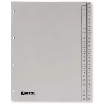 Rexel PP skirtukai, pilki, skaitiniai, A4, 1 vnt.