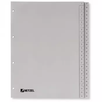 Rexel PP skirtukai, pilki, skaitiniai, A4, 1 vnt.