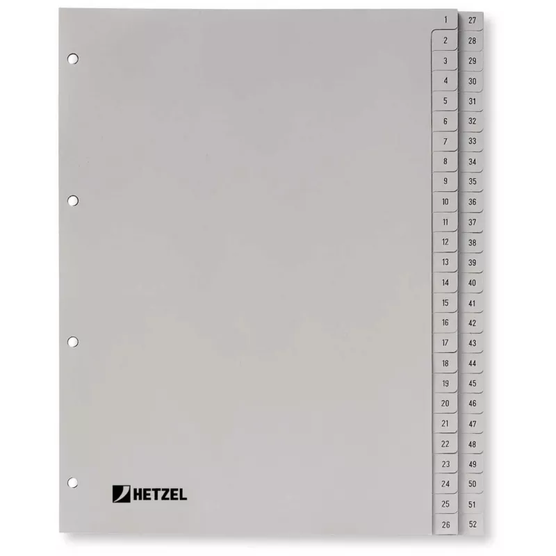 Rexel PP skirtukai, pilki, skaitiniai, A4, 1 vnt.