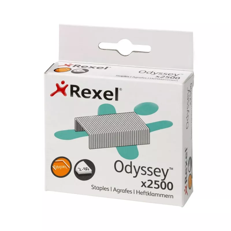 Rexel Odyssey segtukai 2500 vnt., plieniniai, sidabriniai, 60 lapų