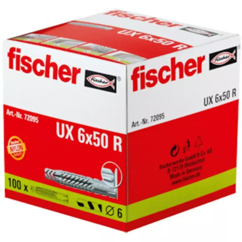 Kaiščio sieninis Fischer 72095 nailoninis 6x50 mm dėžutėje 100 vnt.