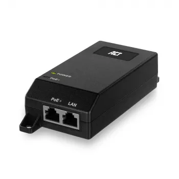 ACT Gigabit PoE+ (30W) Injektorius, Gigabit Ethernet, 10/100/1000 Mbit/s, IEEE 802.3, IEEE 802.3ab, IEEE 802.3af, IEEE 802.3at, IEEE 802.3u, Juoda, 30 V, 100-240 V