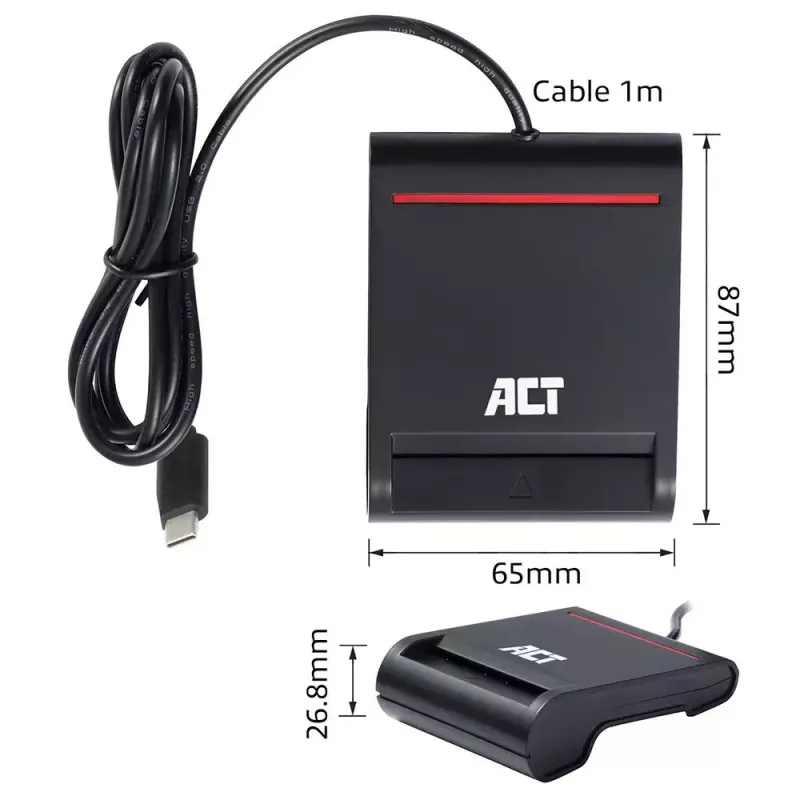 Išorinis USB-C kortelių skaitytuvas ACT AC6020, USB 2.0, 1 m kabelis, juodas