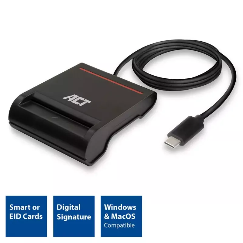 Išorinis USB-C kortelių skaitytuvas ACT AC6020, USB 2.0, 1 m kabelis, juodas