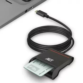 Išorinis USB-C kortelių skaitytuvas ACT AC6020, USB 2.0, 1 m kabelis, juodas