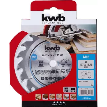 Pjūklo diskas KWB 581557 12,7 cm kietmedžiui, plastikui, fanerai, minkštmedžiui