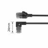 ACT Black 2 m U/UTP CAT6A LSZH Slimline patch kabelis su RJ45 jungtimis 90° kampu dešinėn į tiesią