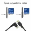 ACT Black 2 m U/UTP CAT6A LSZH Slimline patch kabelis su RJ45 jungtimis 90° kampu dešinėn į tiesią
