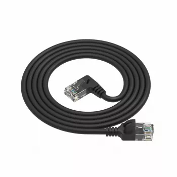 ACT Black 3 m U/UTP CAT6A LSZH plonas pataisymo laidas su RJ45 jungtimis 90° kampu dešinėn ir tiesia