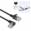 ACT Black 0,25 m U/UTP CAT6A LSZH plonas pataisos kabelis su RJ45 jungtimis 90° kairėn į tiesią