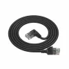 ACT Black 0,15 m U/UTP CAT6A LSZH plonas pataisos kabelis su RJ45 jungtimis 90° kampu į dešinę iki tiesios