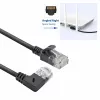 ACT Black 0,15 m U/UTP CAT6A LSZH plonas pataisos kabelis su RJ45 jungtimis 90° kampu į dešinę iki tiesios