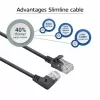 ACT Black 0,15 m U/UTP CAT6A LSZH plonas pataisos kabelis su RJ45 jungtimis 90° kampu į dešinę iki tiesios
