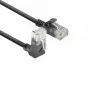 ACT Black 0,15 m U/UTP CAT6A LSZH plonas šuolinis kabelis su RJ45 jungtimis 90° kampu į viršų iki tiesios