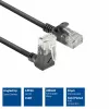 ACT Black 0,15 m U/UTP CAT6A LSZH plonas šuolinis kabelis su RJ45 jungtimis 90° kampu į viršų iki tiesios