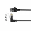 ACT Black 0,15 m U/UTP CAT6A LSZH plonas šuolinis kabelis su RJ45 jungtimis 90° kampu į viršų iki tiesios