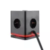 Maitinimo kubas Olympia SW 1000 su 3 AC lizdais, 1,5 m kabelis, 230 V, 16 A, juodas/raudonas
