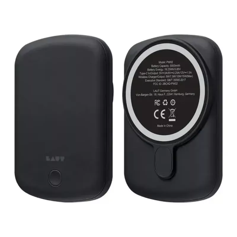 Powerbank LAUT PW02 5000 mAh belaidis įkrovimas juoda