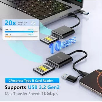 Kortelių skaitytuvas Equip 245461 USB 3.2 Gen 2 Type-C juodas CFexpress 2.0