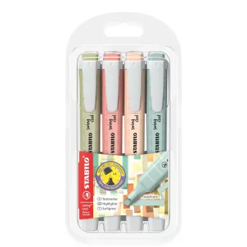 STABILO Highlighter swing cool NatureCOLORS rinkinys 4 vnt. smėlio, žalios, rožinės spalvos