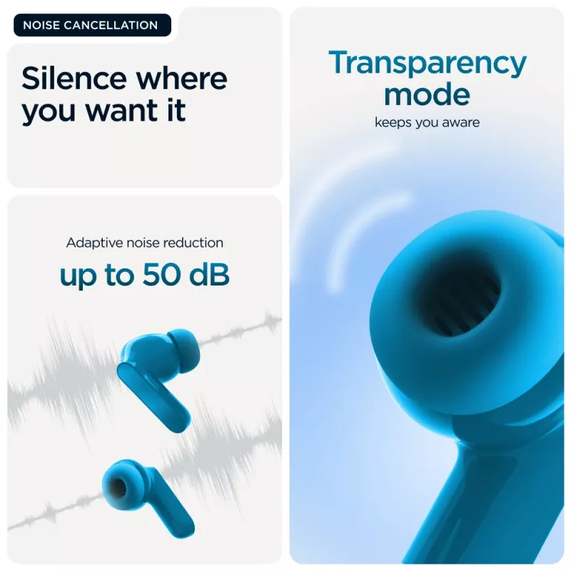 Motorola Moto Buds Bass belaidės ausinės TWS, į ausį, pokalbiams/muzikai, mėlyna