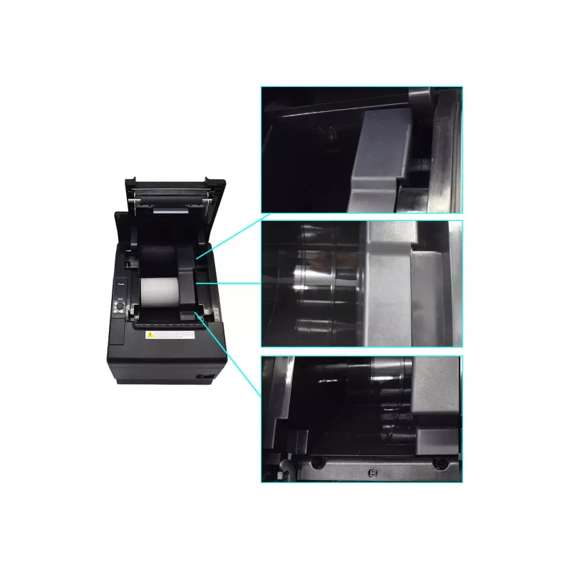 Terminis kvitų spausdintuvas EQUIP 58/80mm su automatiniu pjovikliu, USB/Ethernet/Serial, stalčiui, 203x203 DPI