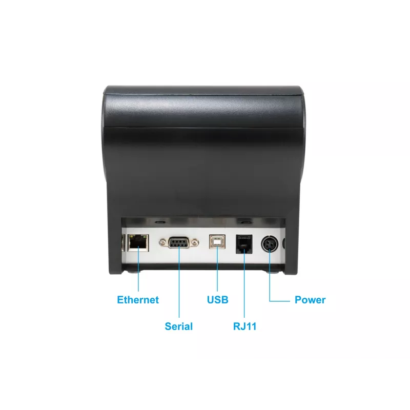 Terminis kvitų spausdintuvas EQUIP 58/80mm su automatiniu pjovikliu, USB/Ethernet/Serial, stalčiui, 203x203 DPI