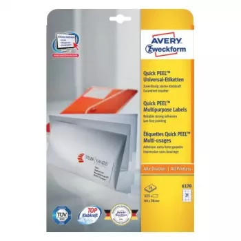 Lipnios etiketės stačiakampės Avery Zweckform 6170 – baltos, nuolatiniai klijai, 525 vnt.