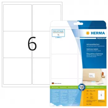 Adresų etiketės Premium HERMA 4502 A4 99,1x93,1 mm