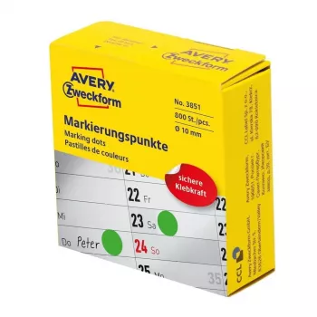 Lipnios etiketės Avery 3851 apvalios žalios nuolatinės 800 vnt.