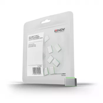 Lindy USB Type C prievadų blokatoriai (be rakto) – 10 vnt., žali