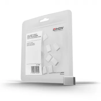 Lindy USB Type C prievadų blokatoriai (be rakto) – 10 vnt., balti