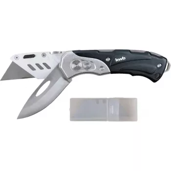 Universalus peilis daugiafunkcis KWB 016910 su fiksuojamu ašmeniu, juodas, Drop point